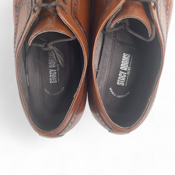 Stacy Adams Dickinson Cap Toe Oxford Cognac Leather Shoes Size 9.5M 25066 NWOB - Picture 6 of 8
